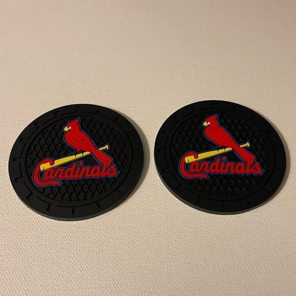 MLB St Louis Cardinals car cup Coasters in black Set of 2 NWT - Picture 6 of 7